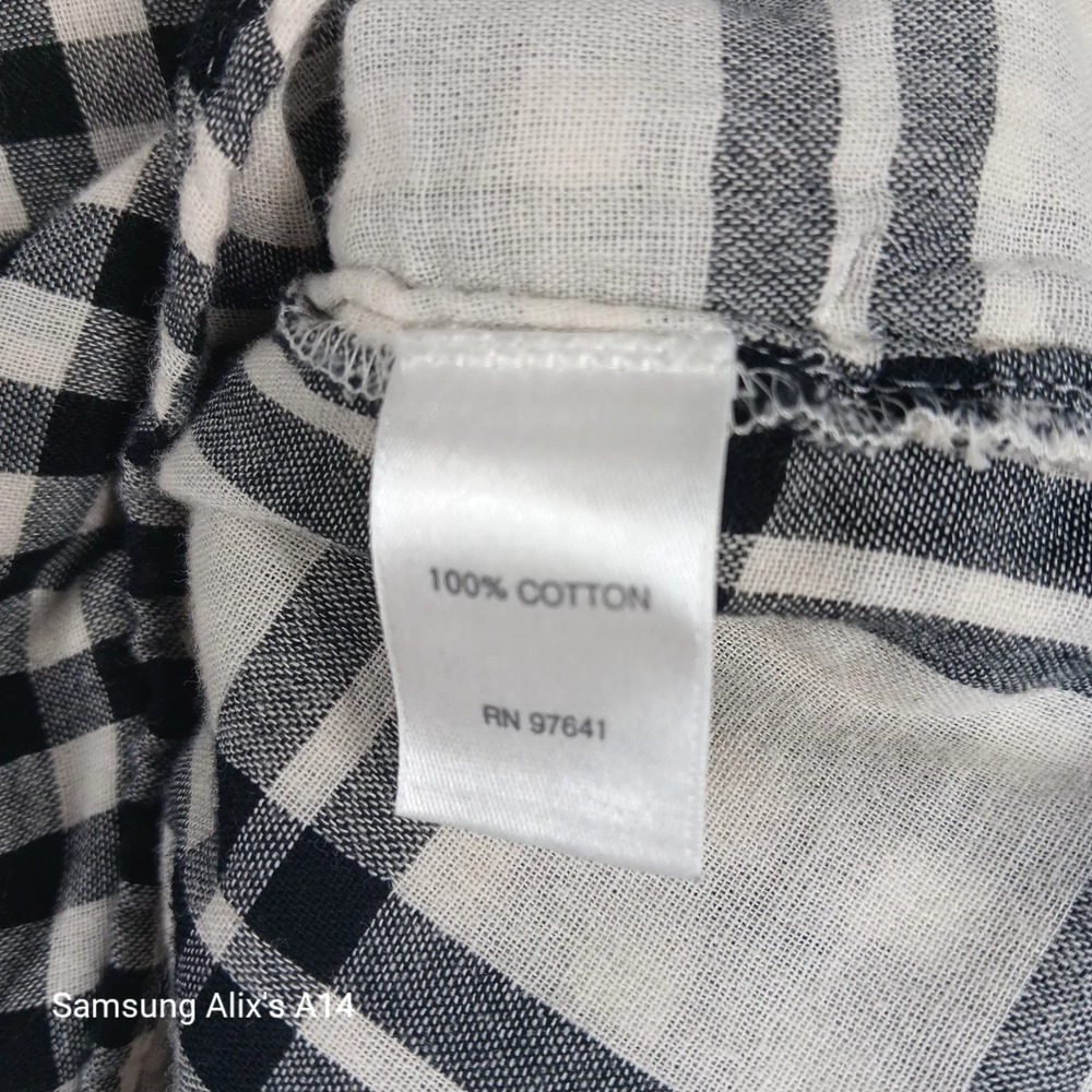 J.Jill Blouse Size Large Long Sleeve Cotton Black White Gingham Check Shirt - Picture 8 of 11